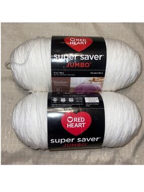 Red Heart Super Saver Jumbo Yarn - White (2-Pack)